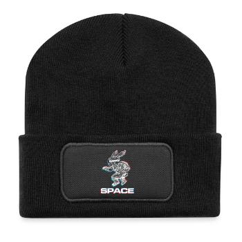Abstrakter Space Bunny mit 3D-Effekt - Recycelte Patch Beanie - Schwarz - Vorne