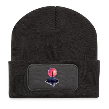Neon Sunset – La ville rencontre l’horizon - Beanie recyclé à patch - charbon - Devant