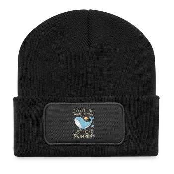Whale Be Okay - Recycelte Patch Beanie - Schwarz - Vorne