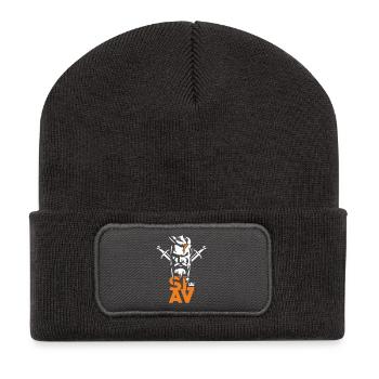 Design slave - Beanie recyclé à patch - charbon - Devant