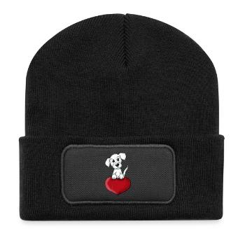 Coeur de chien - Beanie recyclé à patch - noir - Devant