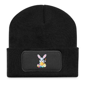 Easter bunny with Easter eggs - Recycled Patch Beanie - black - Front