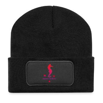 rotes Seepferdchen mit Sternchen pink - Recycelte Patch Beanie - Schwarz - Vorne