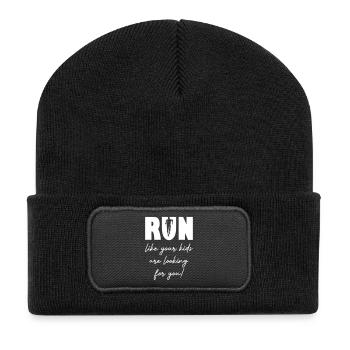 Running - Recycelte Patch Beanie - Schwarz - Vorne