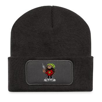 Dreadlock Smoker - Stoned man - High & Happy - Recycelte Patch Beanie - Dunkelgrau - Vorne