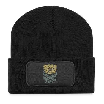 Blumen - Frühling - Sommer - Spruch - Recycelte Patch Beanie - Schwarz - Vorne