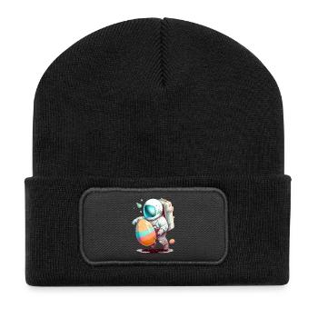 Ostern Osterhase Ostern Ostern Sonntag Osterei Frühling - Recycelte Patch Beanie - Schwarz - Vorne