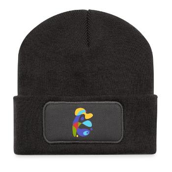 Vintage abstrakte Kreatur - Recycelte Patch Beanie - Dunkelgrau - Vorne