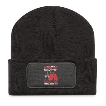 breathing breathing oxygen - Recycled Patch Beanie - dark grey - Front