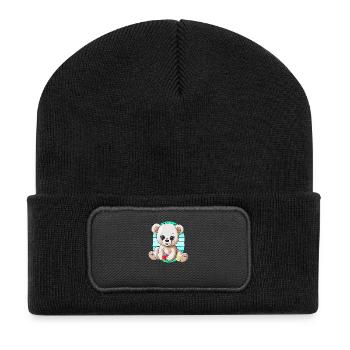 années 80 années 90 Teddy Retro Teddy Bear Ours Ours Enfants - Beanie recyclé à patch - noir - Devant