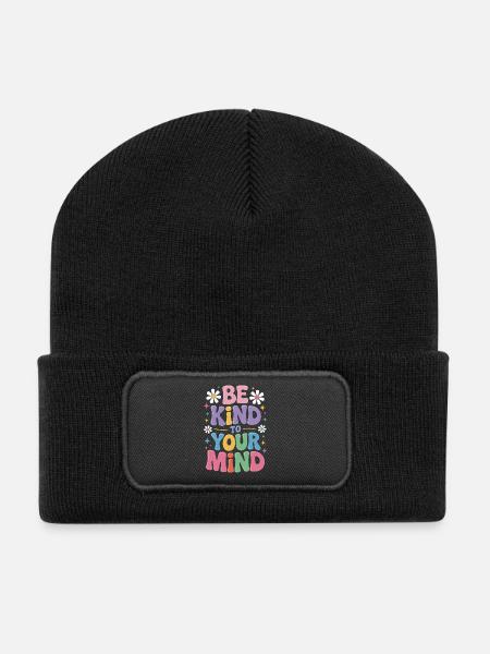 Psychische Gesundheit Mental Health - Recycelte Patch Beanie - Schwarz