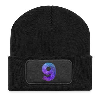 Numéro 9 galaxie - Beanie recyclé à patch - noir - Devant