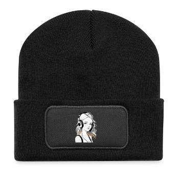 Musique Femme Fille Écouteurs Rave Idée Cadeau - Beanie recyclé à patch - noir - Devant