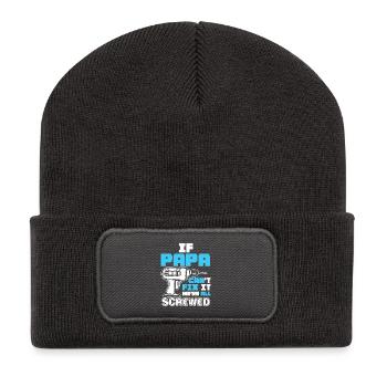 If daddy can't fix it, we're all - Recycled Patch Beanie - dark grey - Front