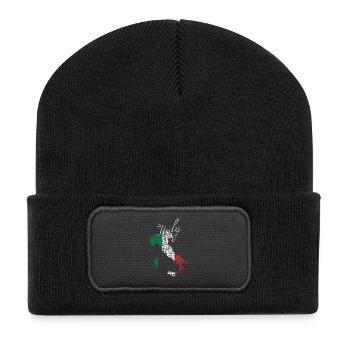 Italienische Silhouette mit Script - Recycelte Patch Beanie - Schwarz - Vorne