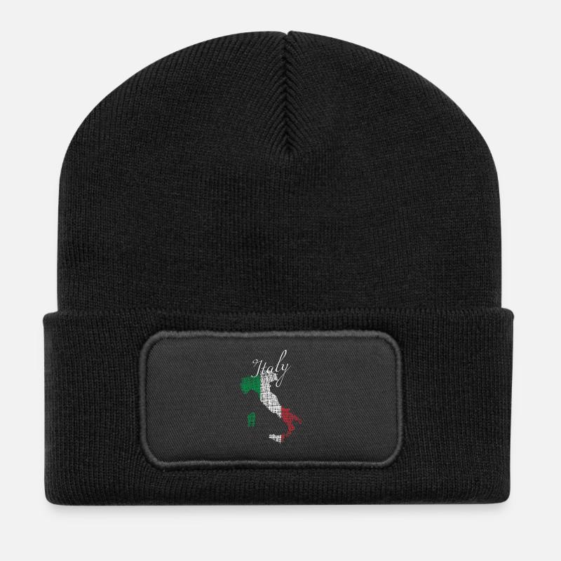 Italienische Silhouette mit Script - Recycelte Patch Beanie - Schwarz