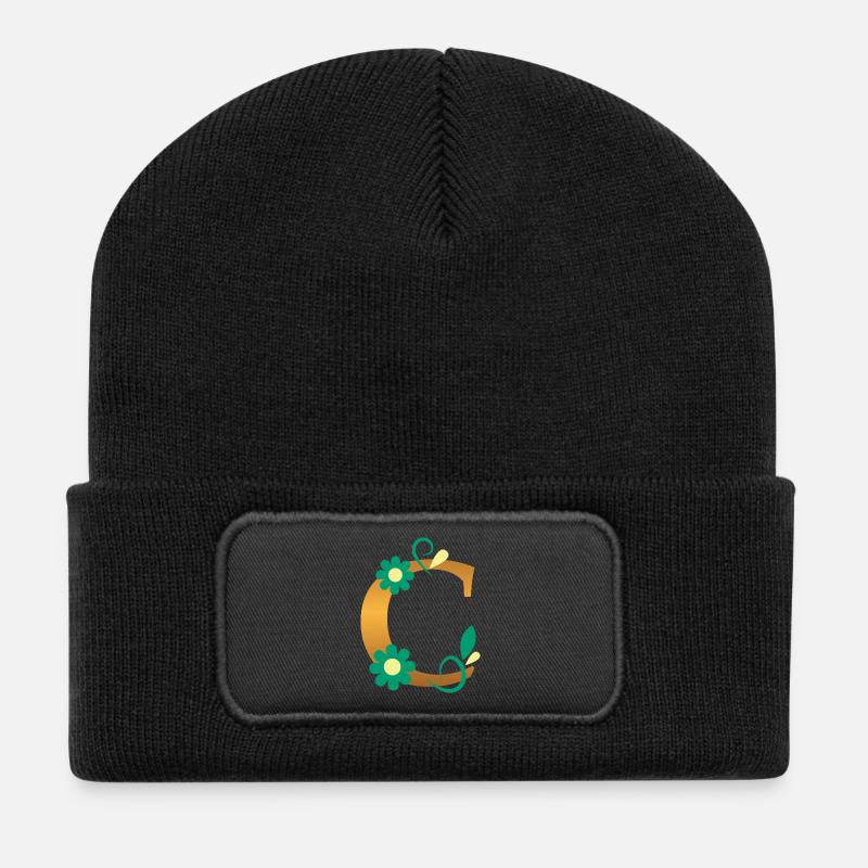 C - Recycelte Patch Beanie - Schwarz