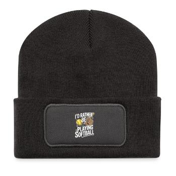 Je préfère jouer la saison de softball drôle - Beanie recyclé à patch - charbon - Devant