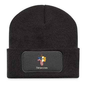American and Vatican Flag - Recycled Patch Beanie - dark grey - Front