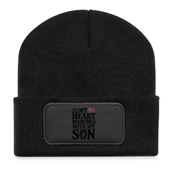Mein Herz Marschiert Mit Meinem Sohn Am 4. Juli - Recycelte Patch Beanie - Schwarz - Vorne