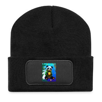 Cyber Lemon Bamboo Panda - Recycled Patch Beanie - black - Front