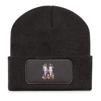 80s Cream Cream Teen Girl Unicorn - Recycled Patch Beanie - dark grey - Front