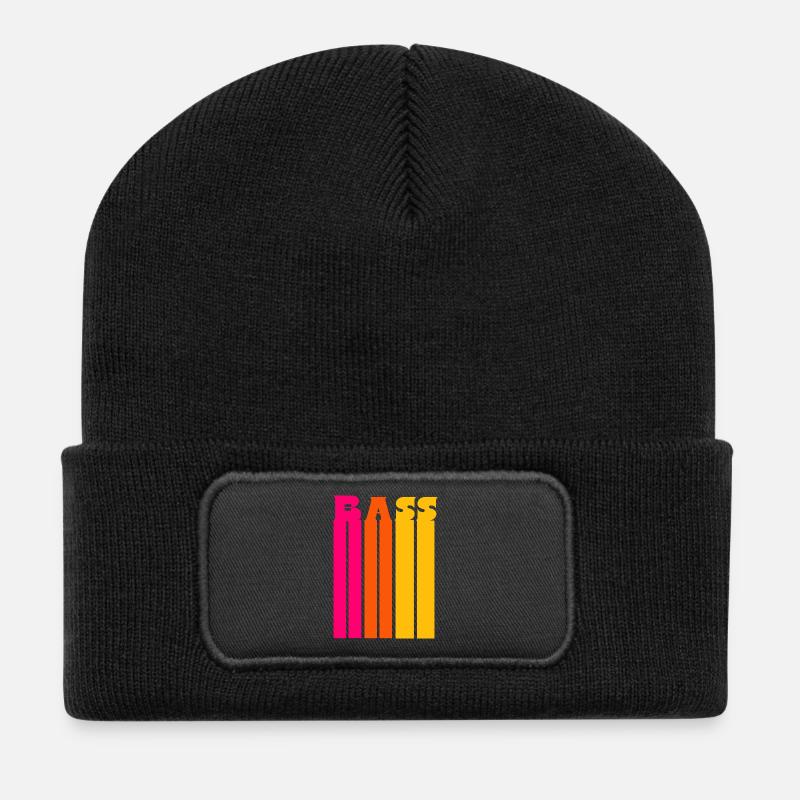 Chor Bass Stimme Retro Streifen - Recycelte Patch Beanie - Schwarz