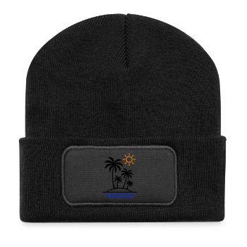 Island Summer Palm Trees - Recycled Patch Beanie - black - Front