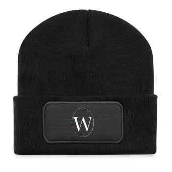 Buchstabe W - Recycelte Patch Beanie - Schwarz - Vorne