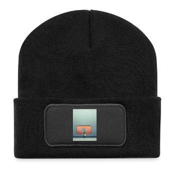 Frau, Die An Der U-Bahn-Wand Steht - Recycelte Patch Beanie - Schwarz - Vorne