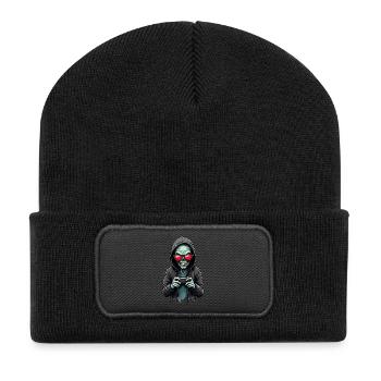 Scary gamer with skull - Recycled Patch Beanie - black - Front