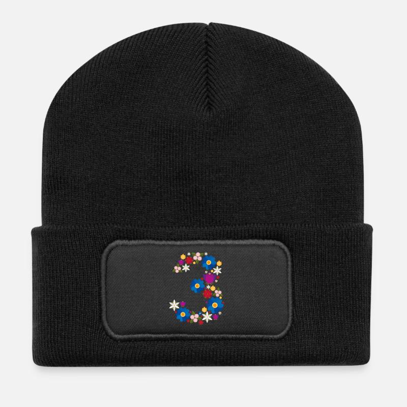 Flowers 3 - Recycled Patch Beanie - black