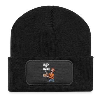 Bricklayer Funny – Born to Build Craftsman Heart - Recycled Patch Beanie - black - Front