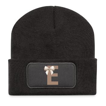 Buchstabe E Knoten - Recycelte Patch Beanie - Dunkelgrau - Vorne