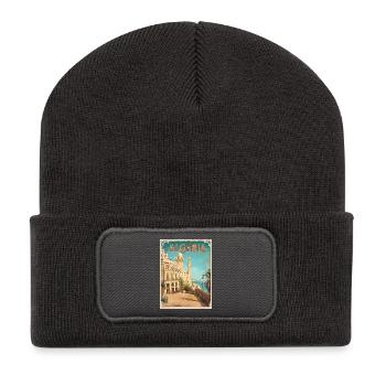 Algerien Küste Historischer Blick - Recycelte Patch Beanie - Dunkelgrau - Vorne