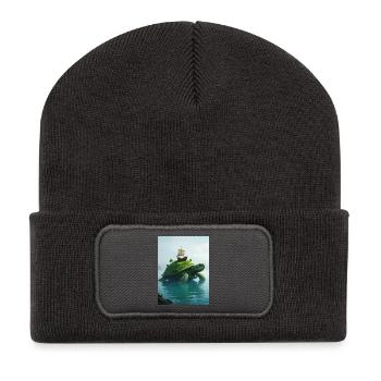 Aspidochelone, tortue marine médiévale du myt européen - Beanie recyclé à patch - charbon - Devant