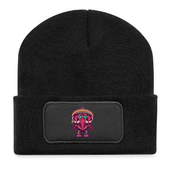 Mammut Comic Lustig Sombrero - Recycelte Patch Beanie - Schwarz - Vorne