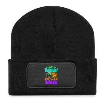 Traktor Kinder Einschulung - Recycelte Patch Beanie - Schwarz - Vorne