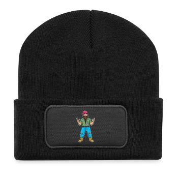 Fröhlicher Trucker Typ: Bart & Style pur! - Recycelte Patch Beanie - Schwarz - Vorne