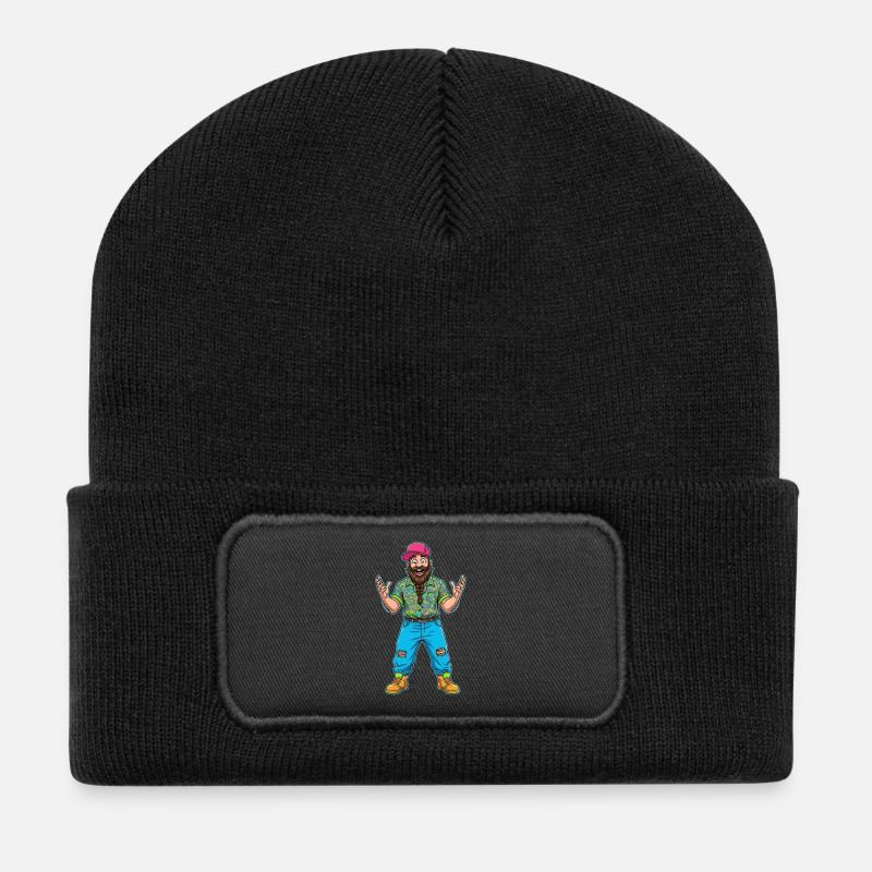 Type de camionneur joyeux : barbe et style purs ! - Beanie recyclé à patch - noir