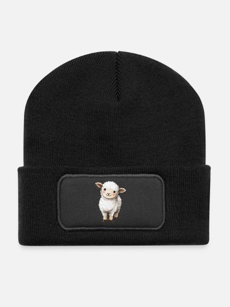 Süßes Baby Schaf - Recycelte Patch Beanie - Schwarz