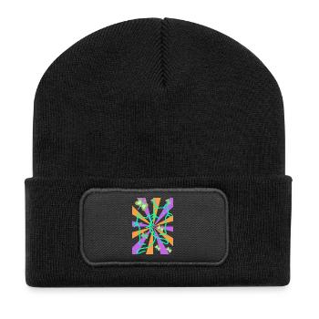 Enfants Filles Garçons Rétro Chats Chat - Beanie recyclé à patch - noir - Devant