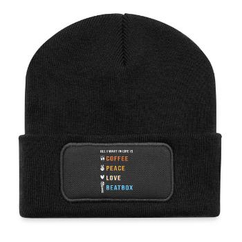 Beatbox - Recycelte Patch Beanie - Schwarz - Vorne