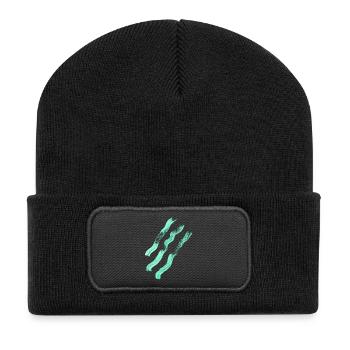 Abstrakte Linien - Minimalismus - Recycelte Patch Beanie - Schwarz - Vorne