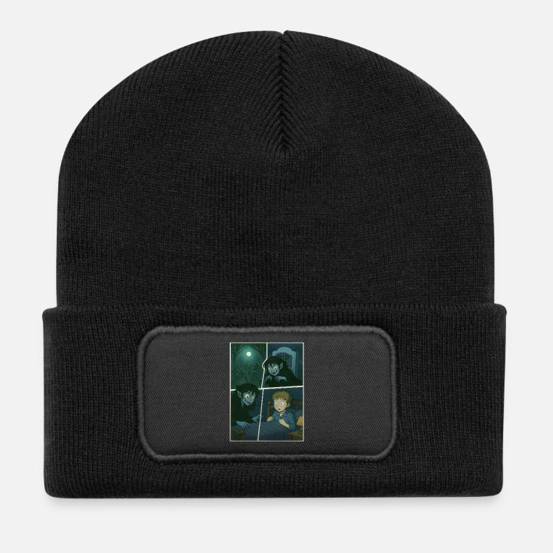 Nächtlicher Besuch - Recycelte Patch Beanie - Schwarz