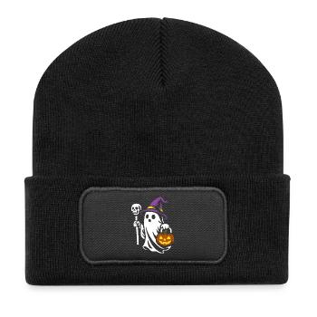 Ghost, Halloween Party Costume - Pumpkin - Recycled Patch Beanie - black - Front