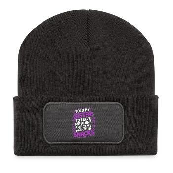 Drôle de sœur amour collation humour citation - Beanie recyclé à patch - charbon - Devant