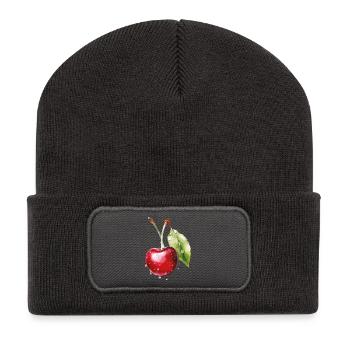 Fruity cherry with water droplets - Recycled Patch Beanie - dark grey - Front