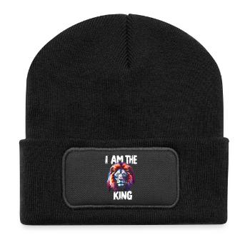I am the King Löwe - Recycelte Patch Beanie - Schwarz - Vorne