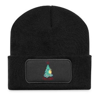 Funny Christmas Tree Illustration - Recycled Patch Beanie - black - Front